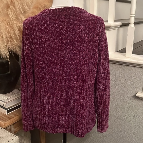 Talbots Chenille Sweater Womens Medium Purple Chunky Knit Size Small - Picture 6 of 8
